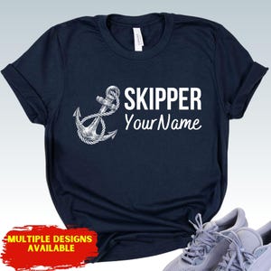 Personalized Skipper Shirt - Custom Name Anchor Tee - Boat Captain Gift - Sailing Apparel - Marine Skipper Anchor Shirt