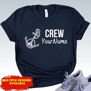 Custom Crew T-Shirt, Personalized Boat Crew Shirt, Pontoon Boat Gifts, Anchor Shirt, Nautical Tshirt, Sailing Gift, Boat Life
