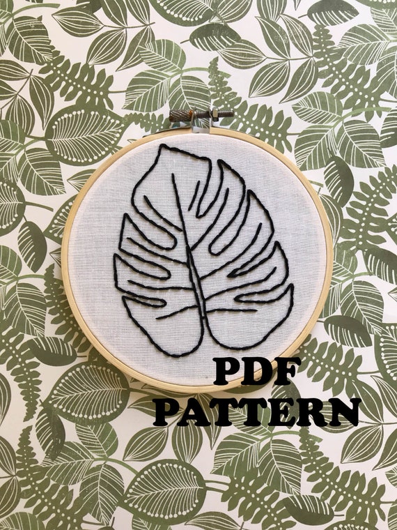 Simple Beginner Monstera Leaf Embroidery Pattern PDF Digital Etsy