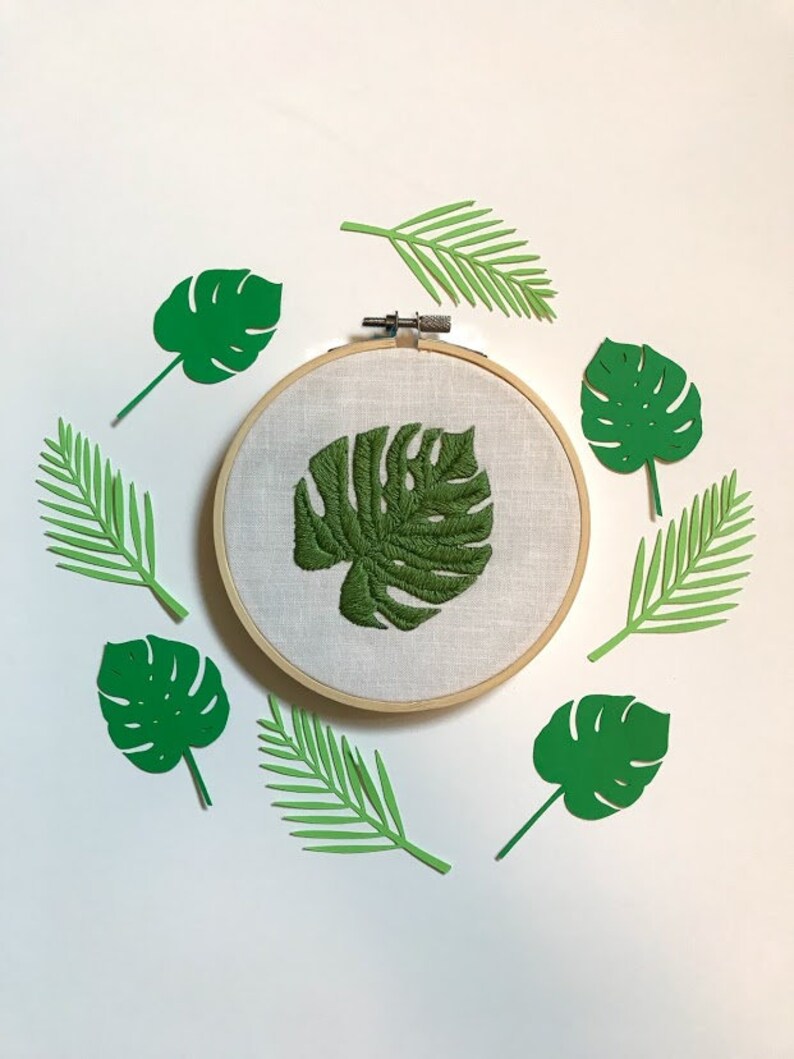 Monstera leaf embroidery pattern pdf digital download hoop  etsy Monstera leaf embroidery pattern pdf digital download hoop  etsy
