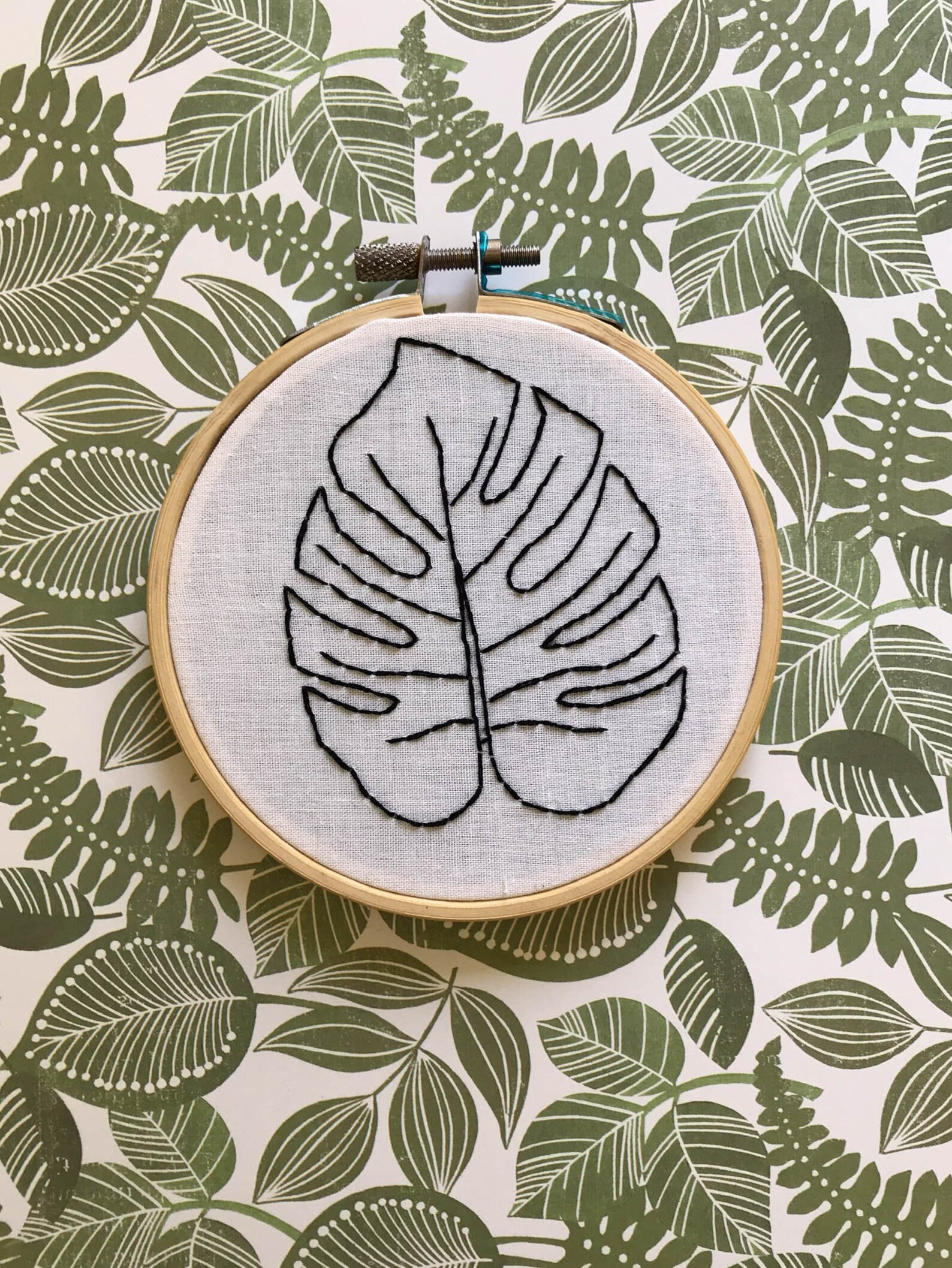 Simple beginner monstera leaf embroidery pattern pdf digital  etsy