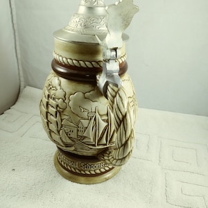 1977 Avon Avon Schooners Clipper Ships Stein  Pewter Lid #76410