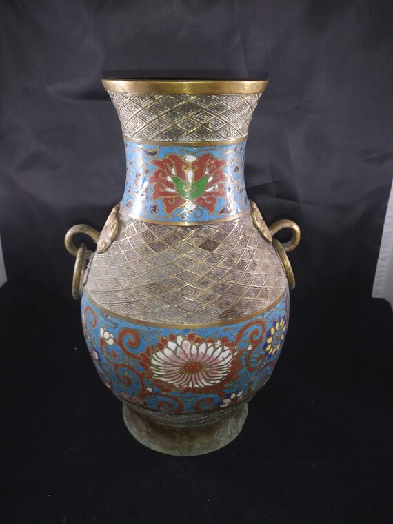 鋳造の花瓶 古流 伝統生け花花器 六華 獅子頭耳付き 銅鋳造花器 古流