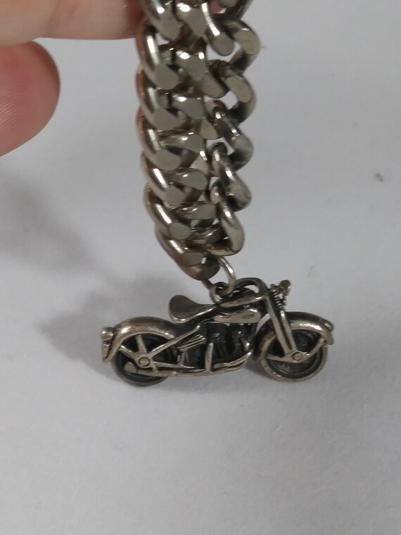 Vintage  Silver Plated Pendant Motorcycle with th… - image 7