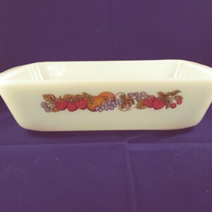 1970's Anchor Hocking Harvest Fruits Pattern #441, 1 Qt. Loaf Pan Baking Dish
