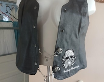 Men's leather Harley Davidson jacket vest