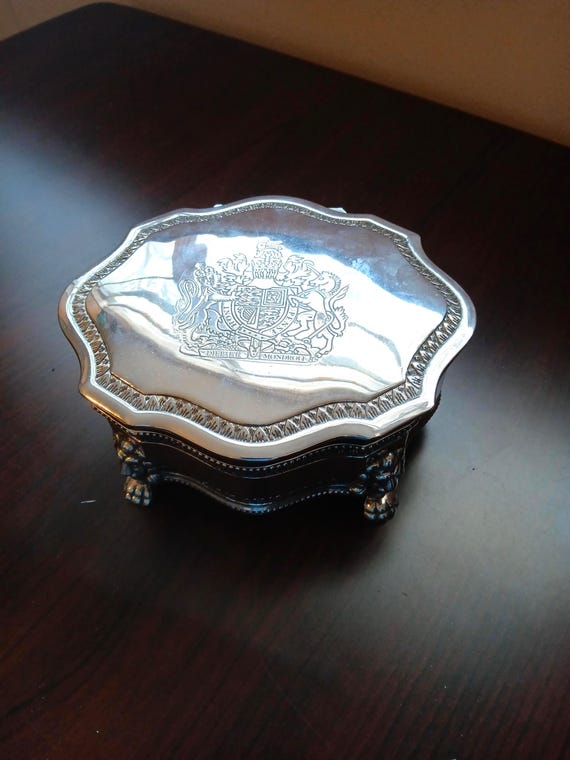 Vintage Silver Plated Code Of Arms Jewelry or Trinket Box