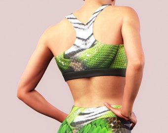 ワイルドライフ スポーツブラ キャットアイ スネークスキン アクティブウェア レディース ワークアウトウェア グリーン ブラウン サポート フィットネスセット クロップトップ アスレチックウェア プラスサイズ