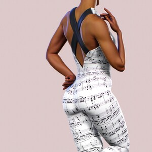 Beethoven Notes Bodysuit Music Fans Sonate Printed Playsuit Workout Jumpsuit Women  Romper Musical Lover Present Catsuit Melody Train