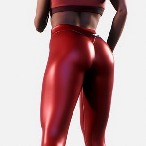 Rode legging van kunstleer | Stretching Streetwear Vormgevende broek Booty Beeldhouwen Dameskleding Grote maten dameskleding Wetlook Glanzend Slim