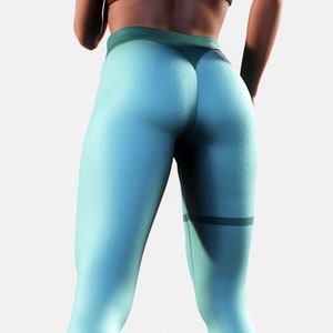 Legging gainant bleu clair Butin sculptant des vêtements élastiques Gym femmes vert Sportswear Fitness Activewear grande taille pantalon de yoga fait main image 1