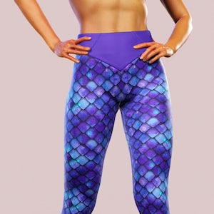 Lila Mermaid Leggings Drachenschuppen Activewear Seefisch Sportswear Frauen Yoga Hose Dehnbare Hose Plus Größe Psy Fitness Kleidung