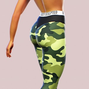 Camo Leggings Band High Waisted Military Green Yoga Pants Pilates Sportswear Woman Street Clothing Gym Apparel Workout Gym Wear Sport Ladies image 1