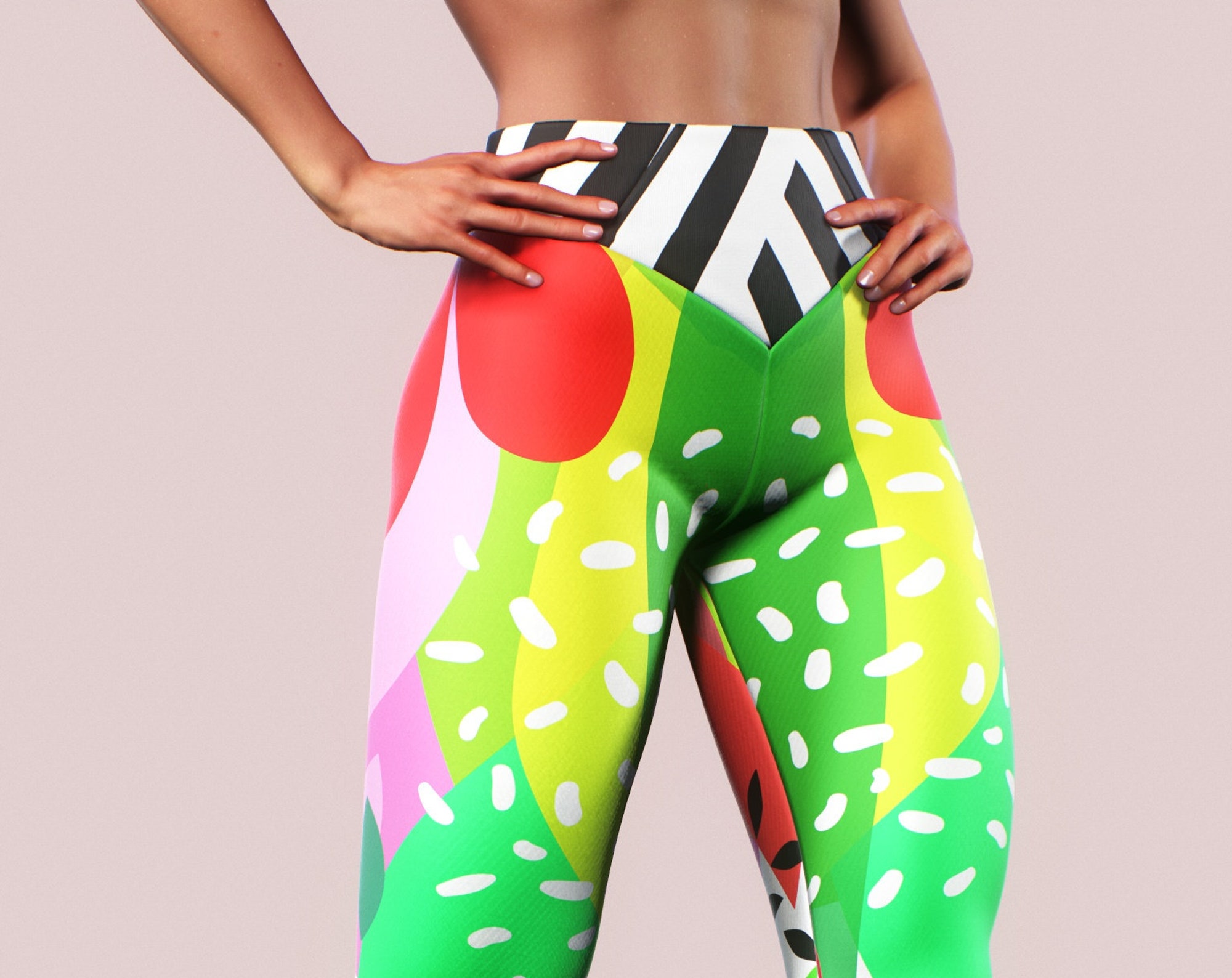 Discover Tropical Cactus Forest Activewear Green Floral Woman Leggings
