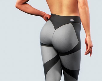 Pantalones de yoga moldeadores / Mujeres Levantamiento de glúteos Ropa deportiva Ropa negra gris Ropa deportiva gris Ropa de entrenamiento Leggings de gimnasio Medias de fitness Damas Plus