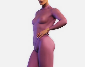 Mesh Purple Wear | Transparent Playsuit Women Zipper Lingerie FullBody One Piece Catsuit Sheer Leotard Surprise Unitard