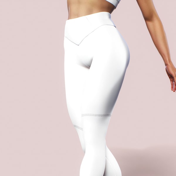 Leggings blancos sólidos que no se ven a través, lisos, simples, de cintura alta, pantalones de Yoga para gimnasio, ropa deportiva para dar forma al botín, ropa de entrenamiento para mujeres, Fitness