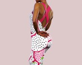 Passion Fruit Jumpsuit Workout Bodysuit Tropic Pattern Hot Sexy Printed Romper Women Gym Clothing Exotic Activewear Dot Work Summer Leggings