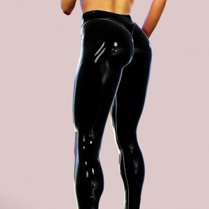 Latex Look Rubber Leggings Women Clothing Black Wet Look Shiny Yoga Pants Street Wear Extravagant Shaping PVC Tights Vinyl Plus Size