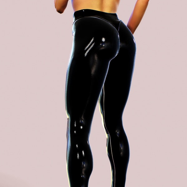 Leggings en caoutchouc aspect latex BDSM femmes vêtements noir aspect mouillé pantalon de yoga brillant tenue de rue collants galbants PVC vinyle grande taille