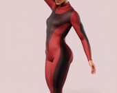 Red Workout Jumpsuit Gym Training Body Suit Solid Printed Romper Women Sportswear Ladies Push-Up Activewear Catsuit Long Sleeves Playsuit