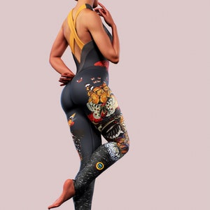 Butterfly Sports Bodysuit Sculpting One Piece Romper Gym Fitness Shaping Jumpsuit Athletic  Sportswear Yoga Activewear Animal Printed