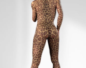 Mono transparente con estampado de leopardo; Body de malla transparente; Disfraz de lencería, Mono corto para mujer; Traje de cuerpo entero; Disfraz de festival