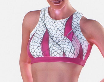 Sujetador deportivo morado con estampado de pulpo / Top corto moldeador para mujer, ropa deportiva para entrenamiento y yoga, ropa deportiva para gimnasio.
