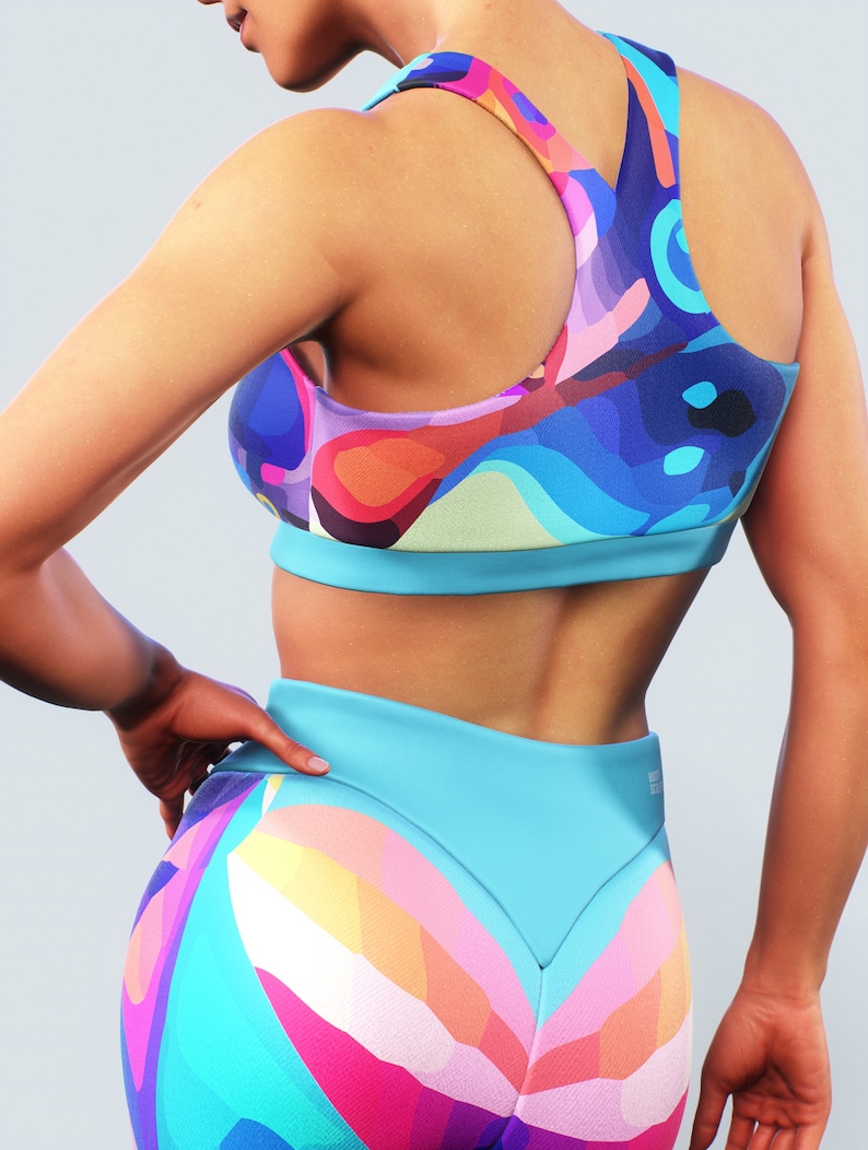 Abstract Pastel Holographic Sports Bra