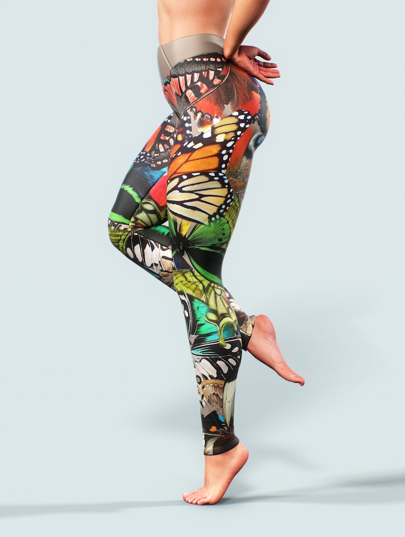 Multicolor Butterfly Print Men's Leggings