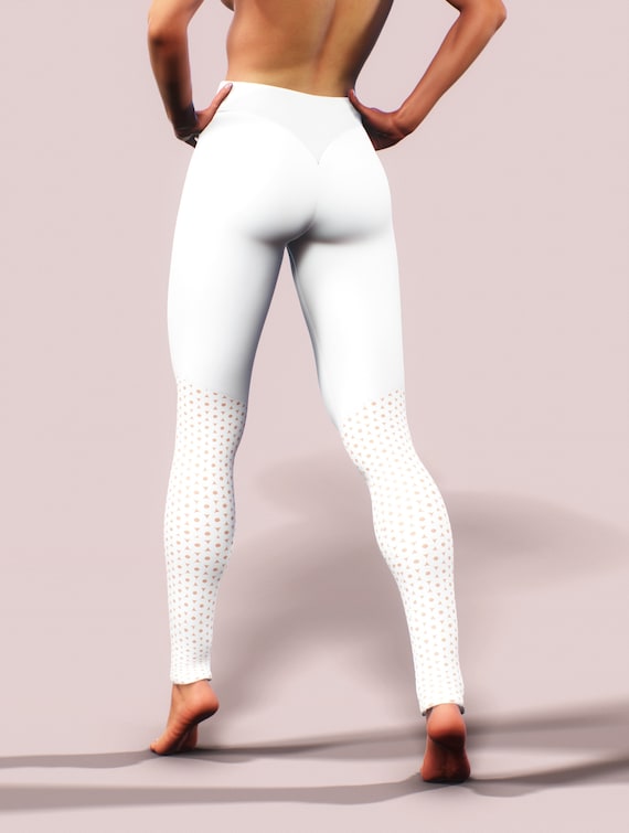 Buy White Cut Out Leggings Plain Geometry Perforated Yoga Pants Holes Sheer  Lace Bottoms Women Activewear Ornament Circle Hole Element Geometry Online  in India 