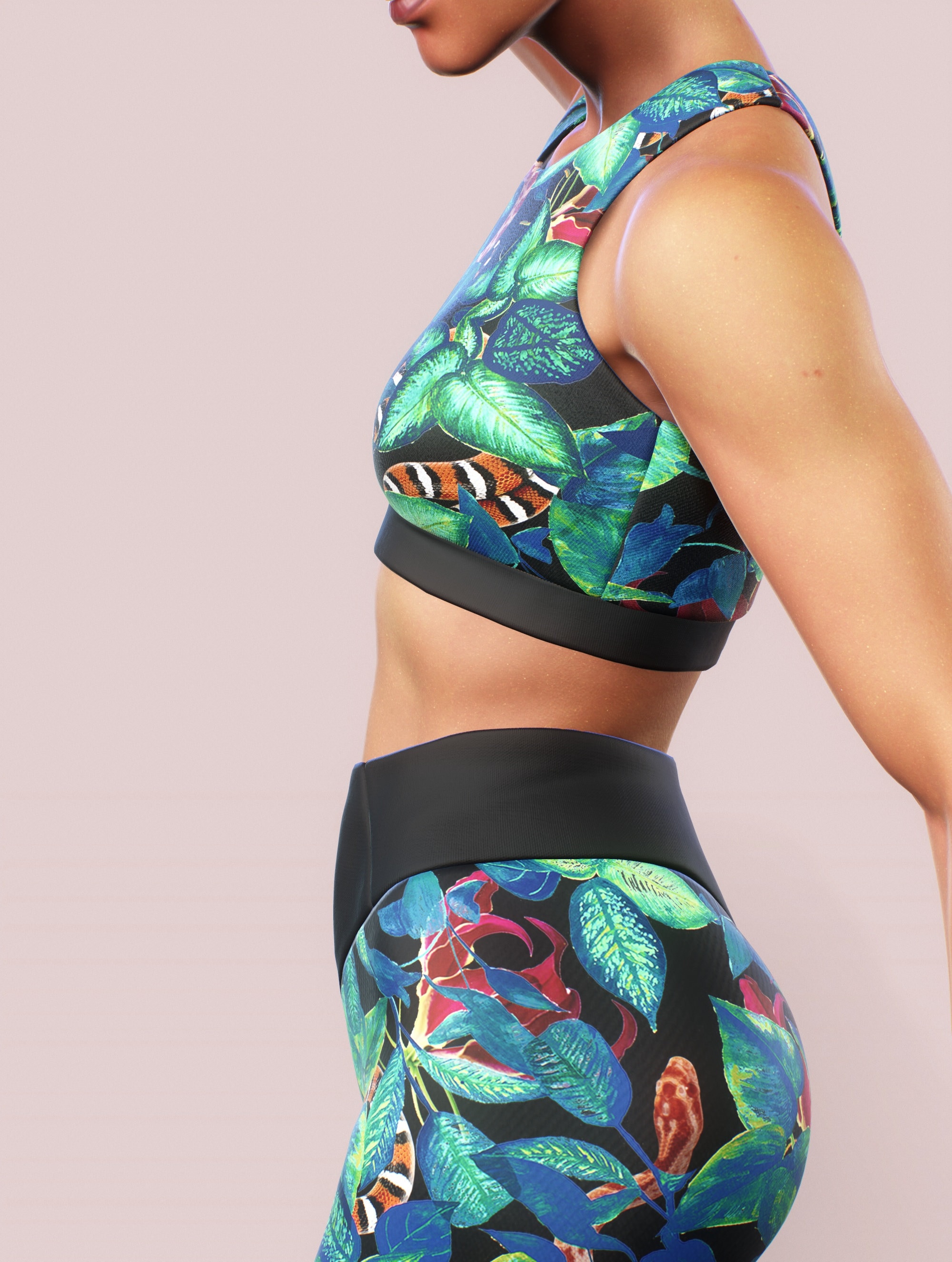 Reggae Leaf Tropical Sports Bra