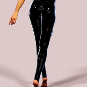 Latex Look Rubber Leggings BDSM Women Clothing Black Wet Look - Etsy