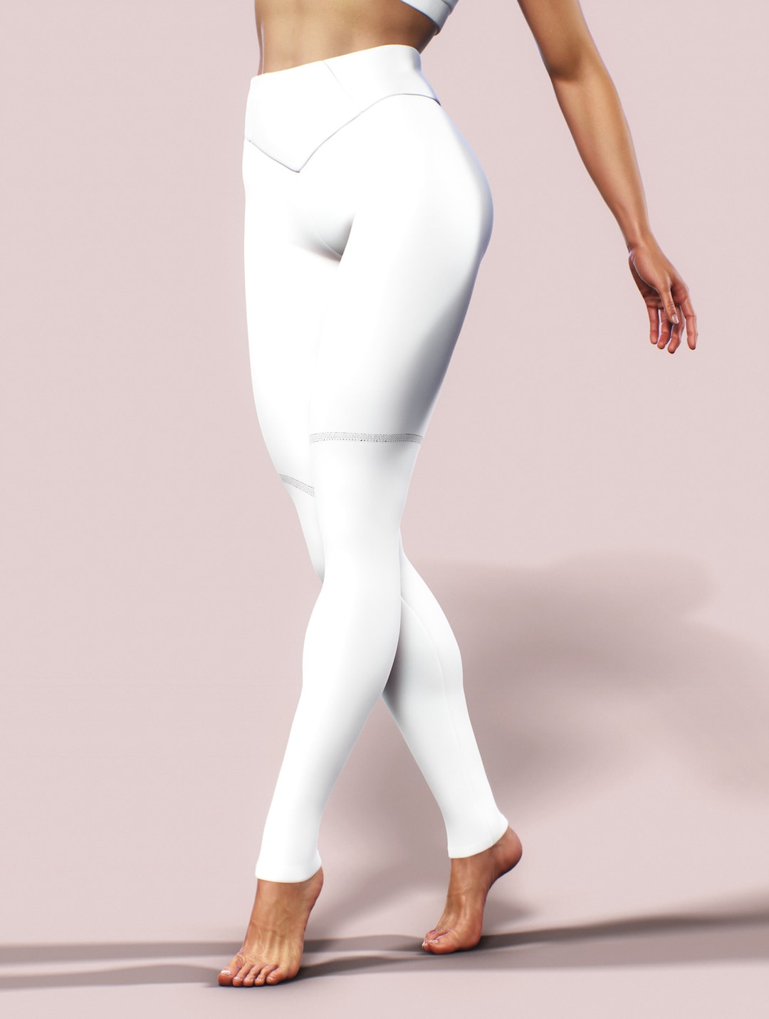 Solid White Non See Through Leggings Plain Simple High Waist Gym Yoga Pants  Booty Shaping Activewear Women Workout Clothing Fitness 