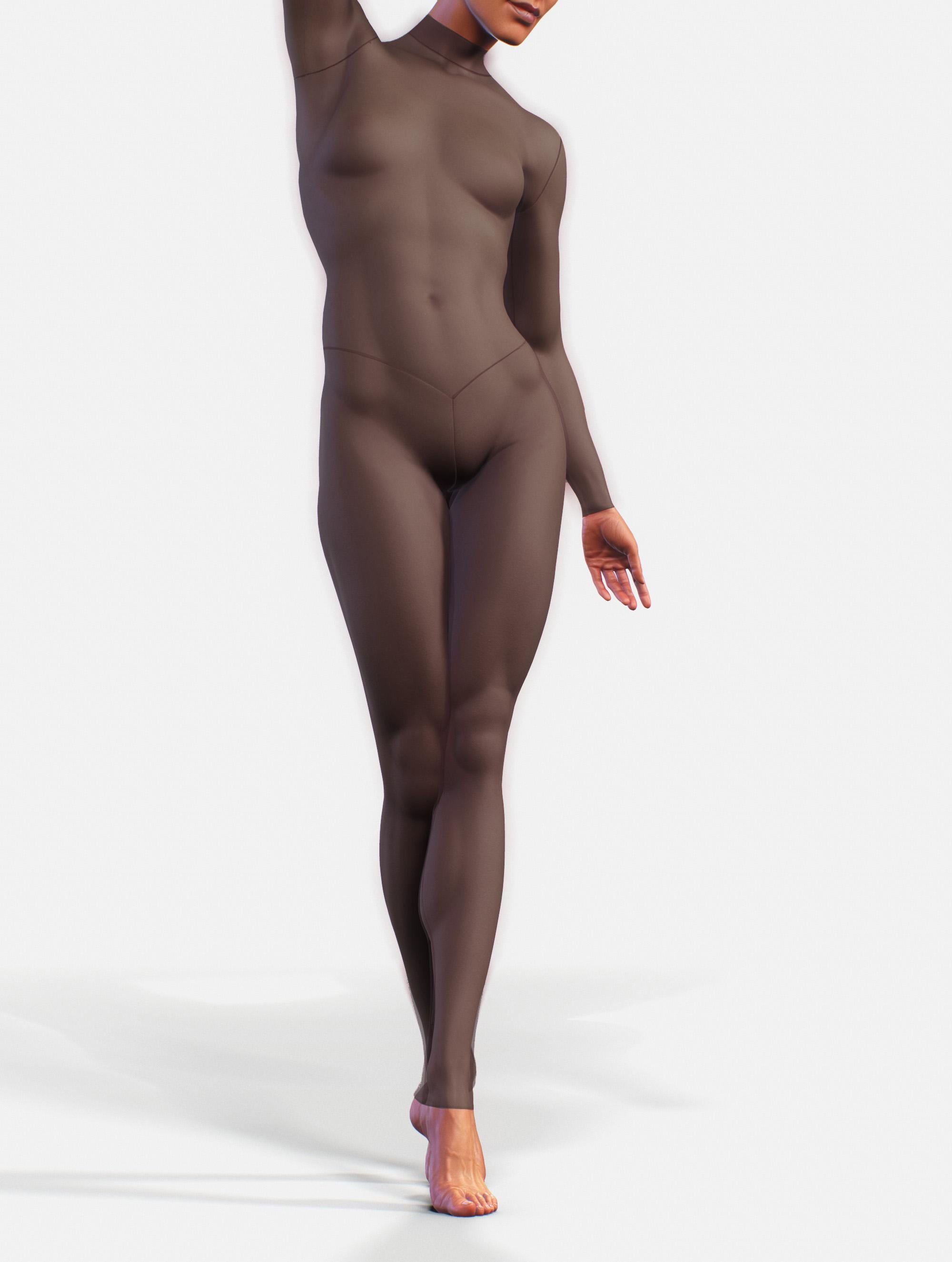 Brown Sheer Mesh Unitard | See-Through Lace Bodysuit | Sexy Long Sleeve Playsuit | Full Zipper Catsuit | Women’s Festival & Party Outfit