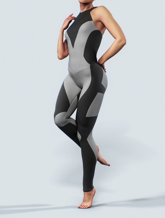 Shaping Unitard Grey Black Sports Bodysuit Women Fitness Activewear Gym  Catsuit Yoga Gear Workout Apparel Leggings Playsuit Sculpt 