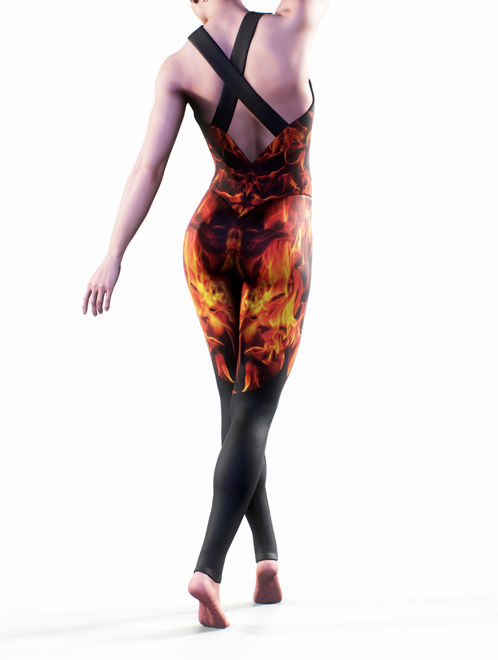 Fireless Body Kit Fire Bodysuit: Burning Festival Costume, Shaping Printed Activewear - Etsy