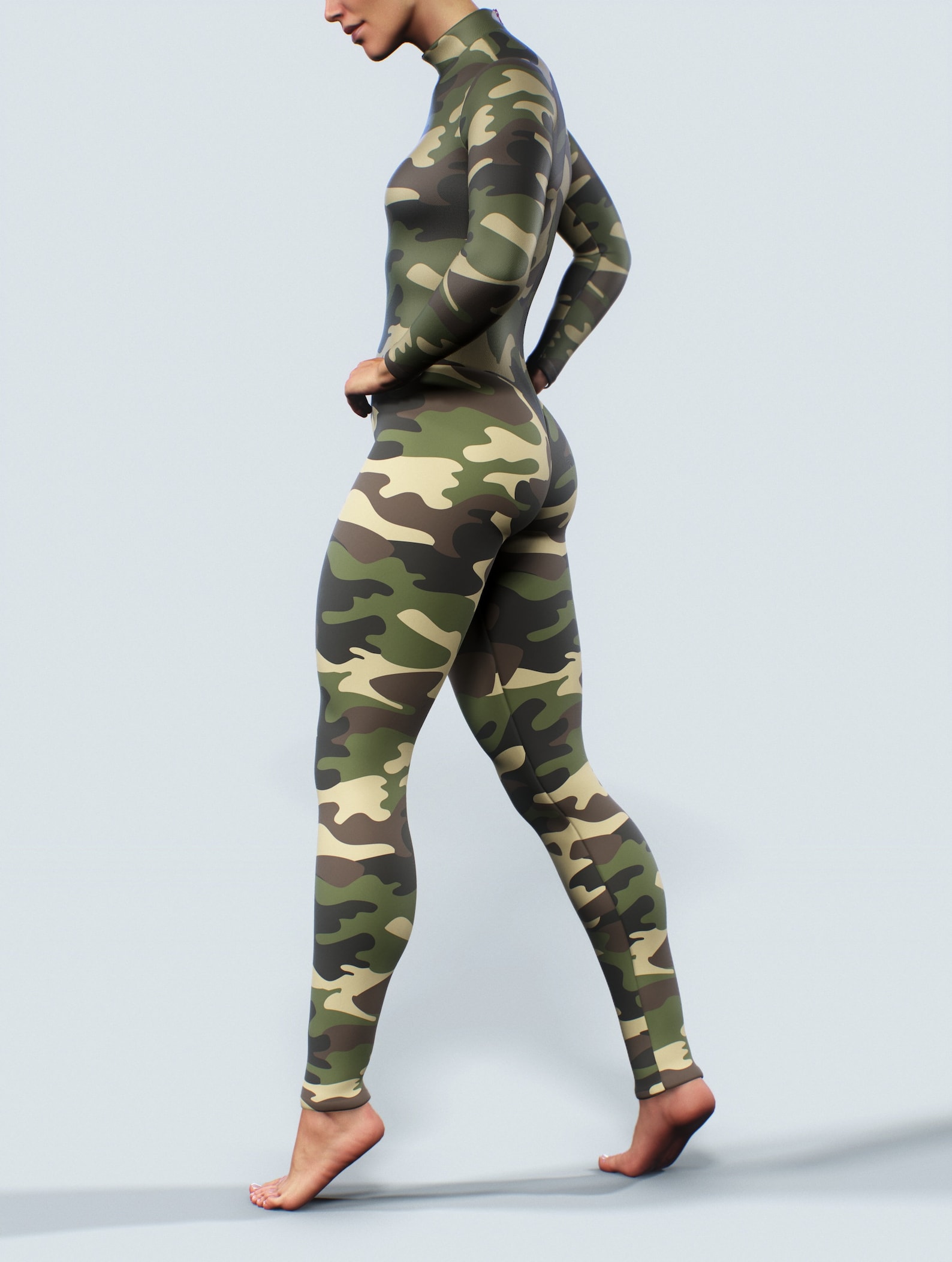 Camo Full Bodysuit Longsleeves Military Unitard Sports Etsy