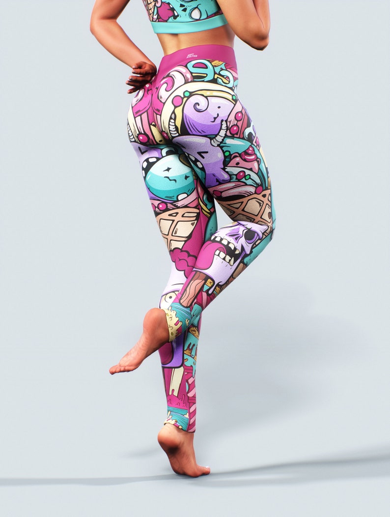 Zombie Ice Cream Leggings Monster Anime Yoga Pants Candy | Etsy