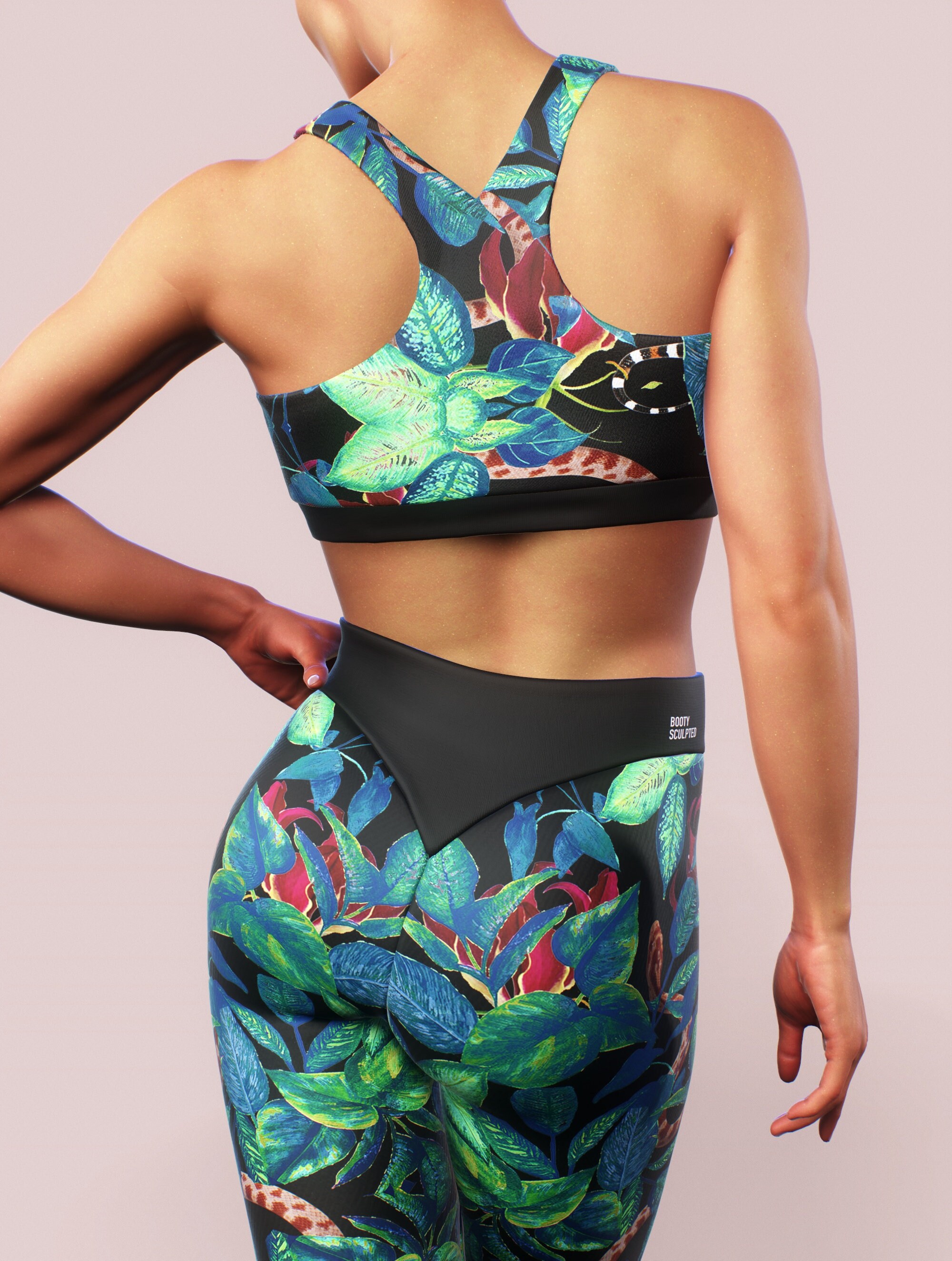 Tropical Reggae Leaf Sports Bra