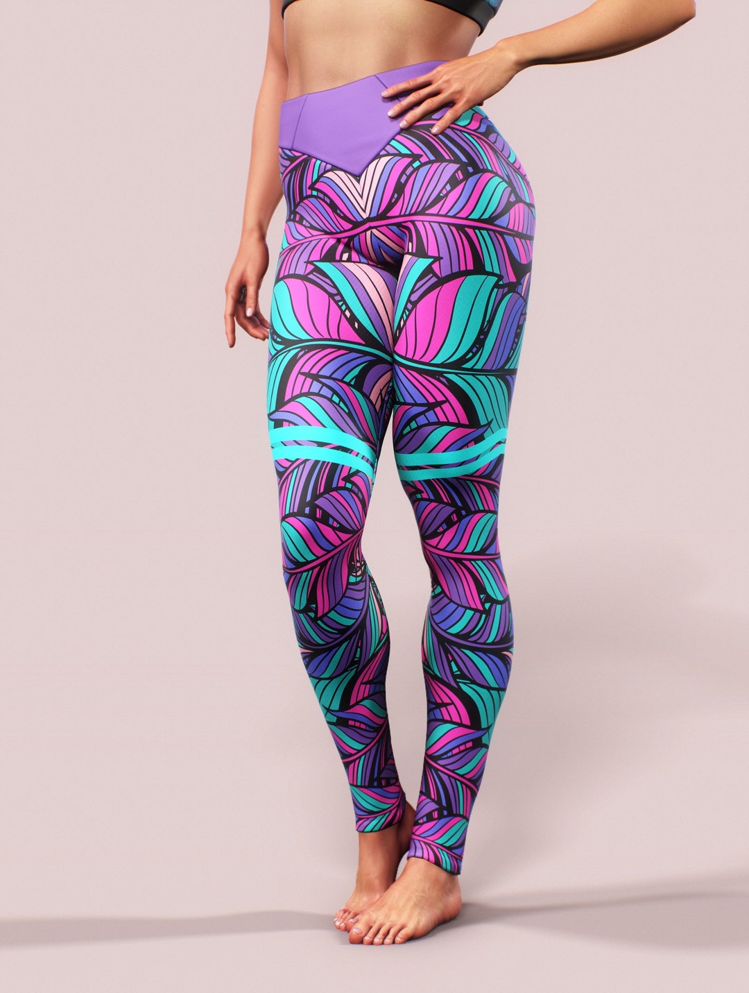 Dream Catcher Purple Feather Pattern Print Pattern Women Leggings