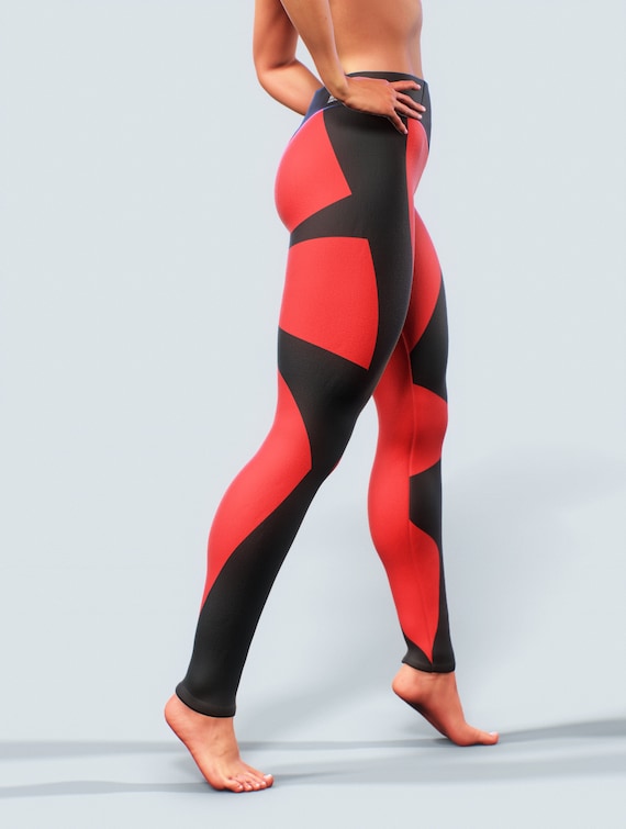 Red-black Shaping Leggings Sculpting Yoga Pants Compression Tights Women  Activewear Ladies Sportswear Gym Apparel Workouts Fitness 