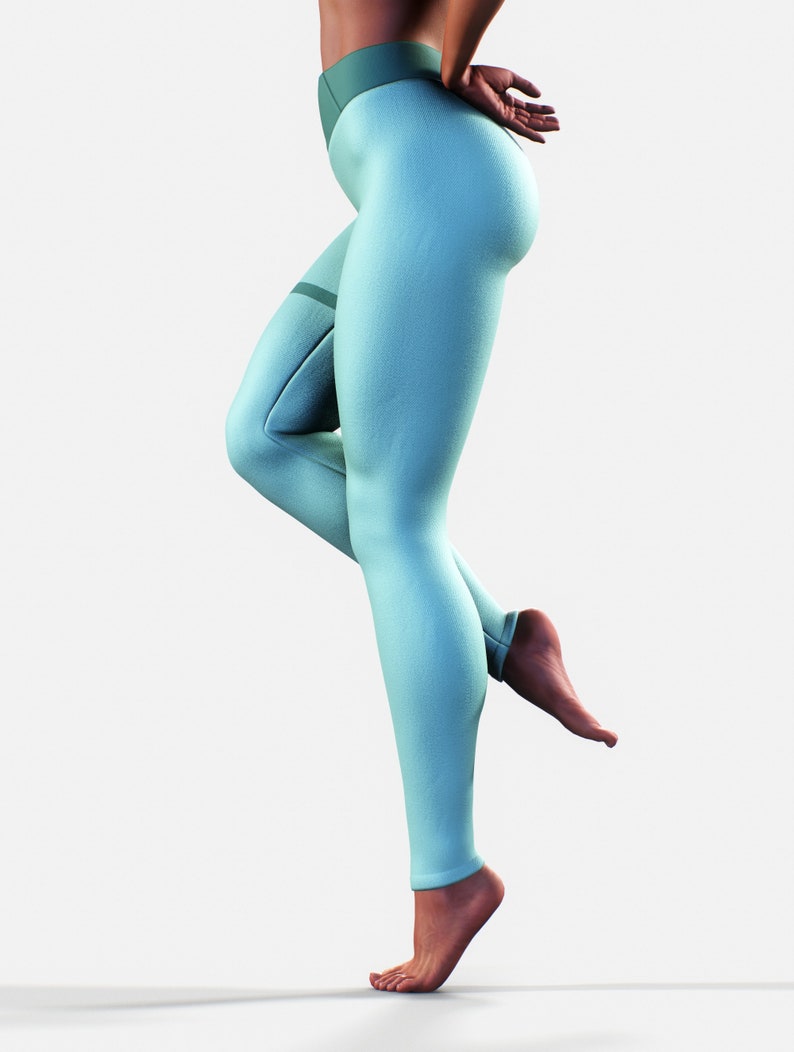 Legging gainant bleu clair Butin sculptant des vêtements élastiques Gym femmes vert Sportswear Fitness Activewear grande taille pantalon de yoga fait main image 4