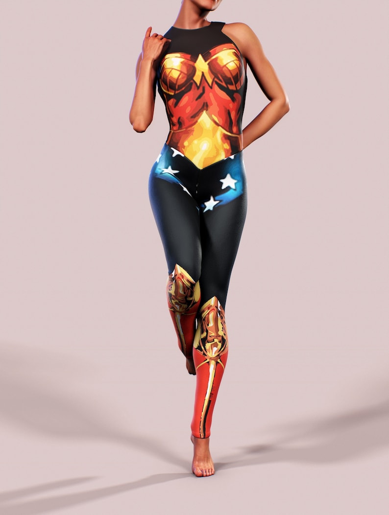 Superhero Woman Bodysuit Cosplay Costume Comics Catsuit Etsy