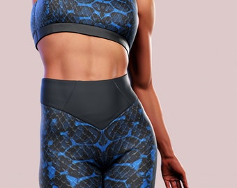 Blue Snake Skin Sports Bra Double Training Sportswear Women Blue Animal  Print Boa Python Pattern Activewear Bralette Crop Top Support -  Canada