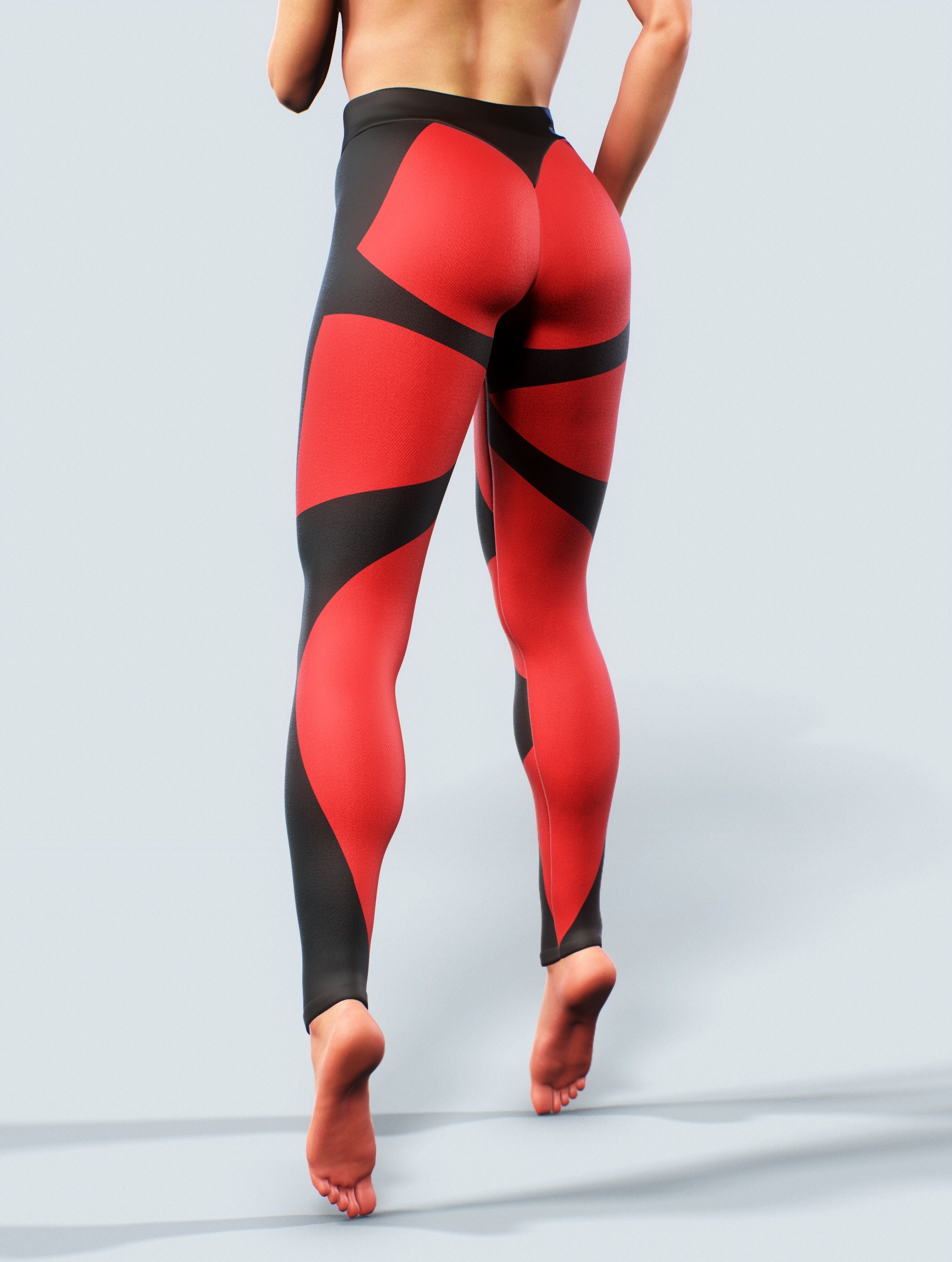 Red-black Shaping Leggings Sculpting Yoga Pants Compression Tights Women  Activewear Ladies Sportswear Gym Apparel Workouts Fitness 