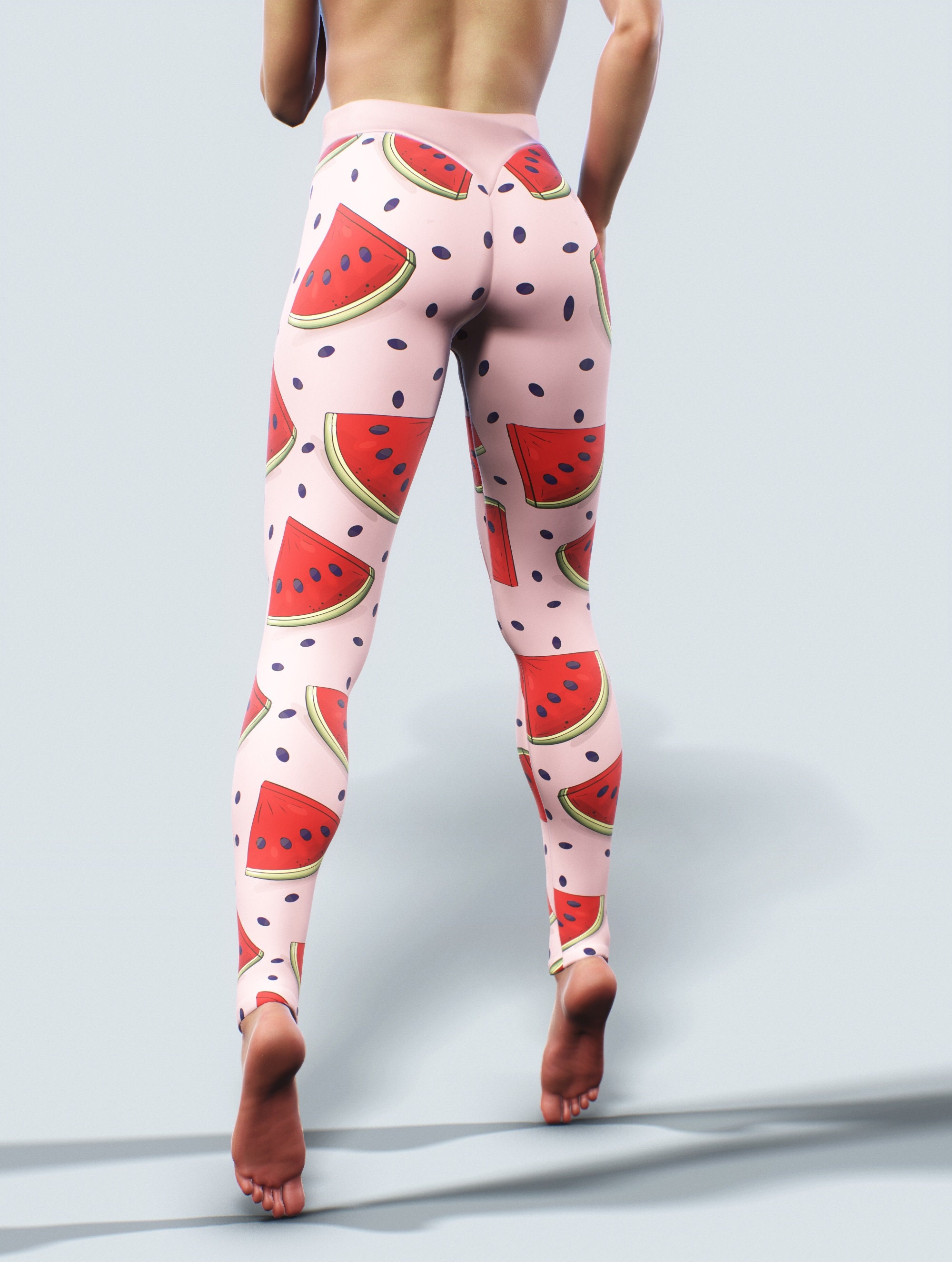 Watermelon Summer Leggings Pink Fresh Printed Yoga Pants - Etsy