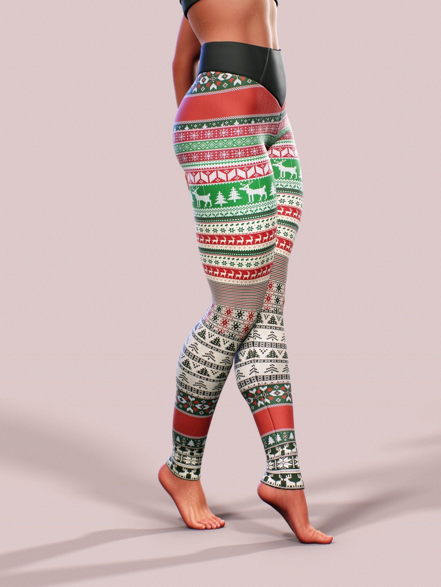 Xmas Leggings Christmas Pattern Yoga Pants Holiday Tree Etsy