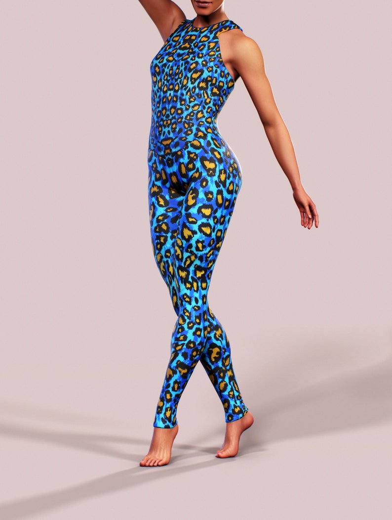 blue leopard bodysuit