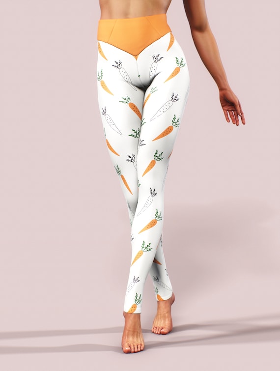 Carrot Cake Leggings Easter Yoga Pants Festive Gym Bottoms 